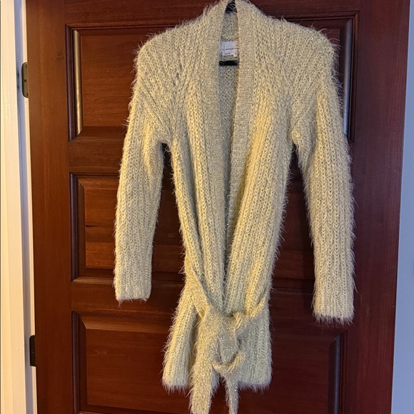 Anthropologie Sweaters - Anthropologie Fuzzy Yellow Cardigan